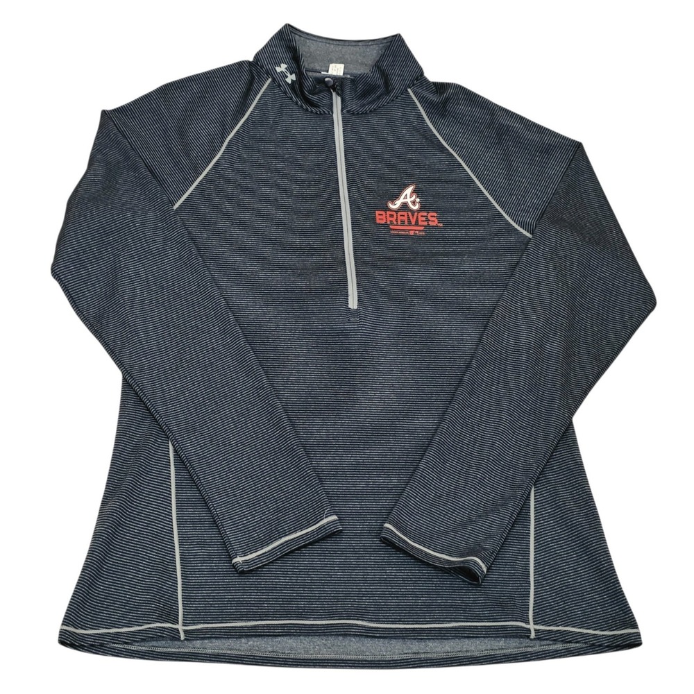 Under Armour Atlanta Braves Womens Quarter Zip Pullover Navy Stripe Size Unknown
